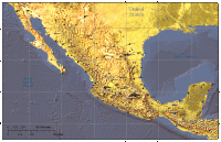 Mexico Shaded Relief Map with States, Cities, Roads & Surrounding Countries