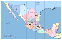 Mexico Map with States, Cities & Surrounding Countries