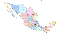 Mexico Outline Map with States & Major Cities