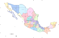 Mexico Outline Map with States