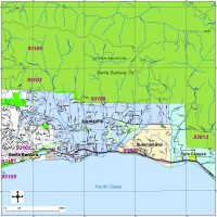 Montecito Map with Roads, Highways & Zip Codes
