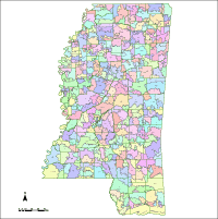 Mississippi Map with Counties & Zip Codes