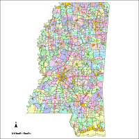 View larger image of Mississippi Map with Cities, Roads, Counties & Zip Codes
