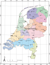 Netherlands Map with Administrative Borders & Major Cities