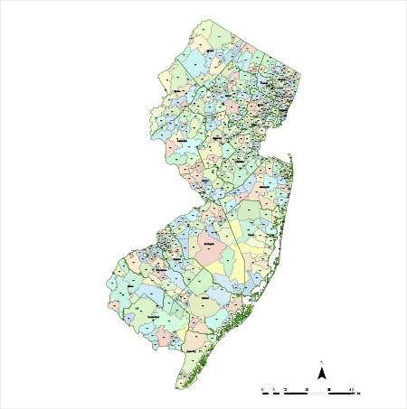 Editable New Jersey Map With Counties Zip Codes Illustrator