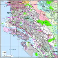 Oakland Map with Roads, Highways & Zip Codes