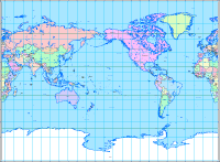 Pacific Centered World Map with Country Capitals