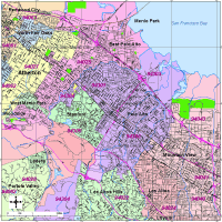 View larger image of Palo Alto Map with Roads, Highways & Zip Codes