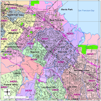 palo alto zip code map Editable Palo Alto Map With Roads Highways Zip Codes palo alto zip code map