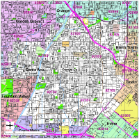 Santa Ana, CA City Map with Roads & Highways