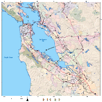 San Francisco Metro Area Street Map with Shaded Relief