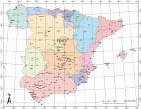 Spain Map with Administrative Borders & Major Cities