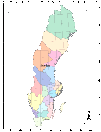 Sweden Map with Administrative Borders