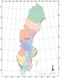 Sweden Map with Administrative Borders & Major Cities