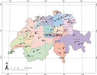Switzerland Map with Administrative Borders & Major Cities