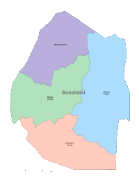 Swaziland Map with Administrative Borders