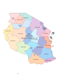 Tanzania Map with Administrative Borders