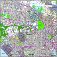 View larger image of Upper Los Angeles, CA City Map with Roads & Highways