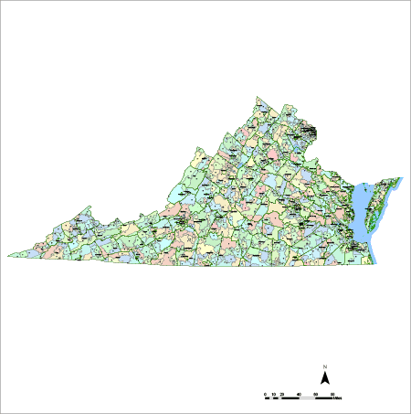 Virginia Map with Counties & Zip Codes