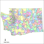 Editable Washington Map With Counties Zip Codes Illustrator