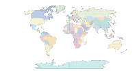 View larger image of Blank Oval World Outline Map with Reference Lines (color)