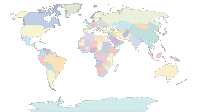 View larger image of Oval Blank World Outline Map (color fill)