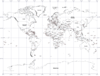 editable world outline map with country names and borders illustrator