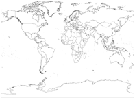 Rectangular World Outline Map (no fill)