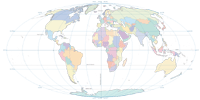 Oval Blank World Outline Map with Reference Lines (color)