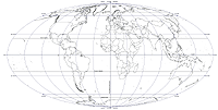 Oval Blank World Outline Map with Reference Lines (no fill)