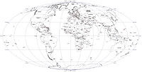 Oval World Map with Country Names and Capitals