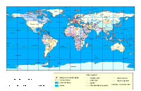 World Map with Country Names, Borders, Capitals & Reference Lines